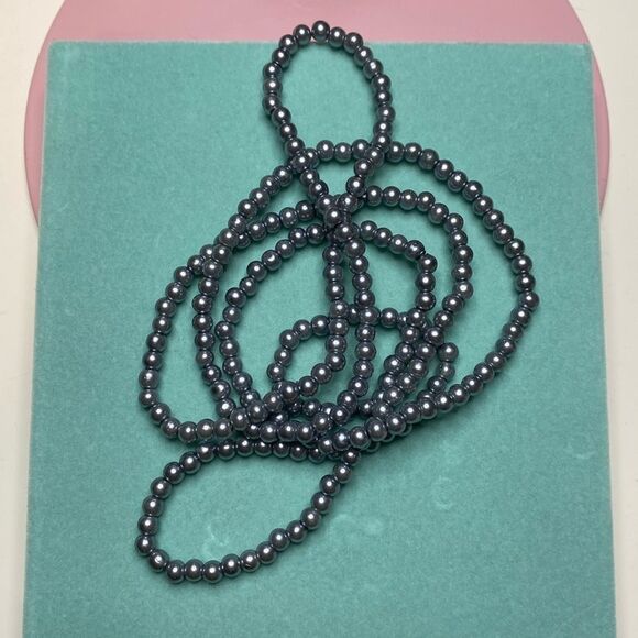 💛 Vintage Grey Blue Small Pearl Necklace - Picture 2 of 5